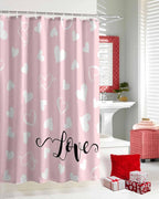 Vandarllin Pink Valentine's Day Shower Curtain, Valentines Love Heart Shower Curtains Set with Hooks, Waterproof Fabric Bathroom Curtains Decor Home Accessories,66 X 72 Inch Long