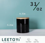 LEETOYI Ceramic Food Storage Jar with Seal Lid, Serving for Ground Coffee, Tea, Sugar, Salt and More - 31 Oz (Black)