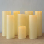 4" x 12" Ivory Large Waterproof Outdoor Flameless Candles Battery Operated LED Flickering Pillar Candles with Remote and Timer for Indoor Outdoor Lanterns, Long Lasting, Set of 2