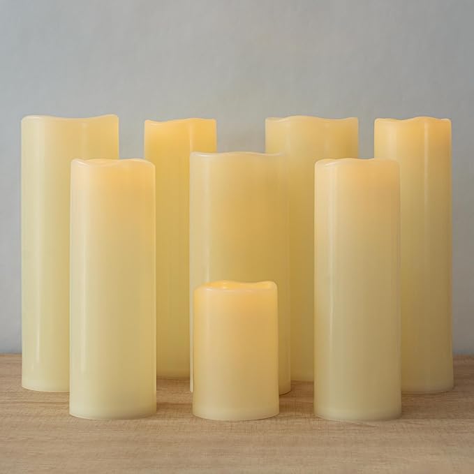 4" x 12" Ivory Large Waterproof Outdoor Flameless Candles Battery Operated LED Flickering Pillar Candles with Remote and Timer for Indoor Outdoor Lanterns, Long Lasting, Set of 2