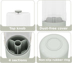 Toothbrush Holder with Cover 360 Rotating 4 Compartments Bathroom Toothpaste Electric Toothbrush Organizer, Light Green