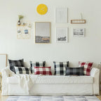 MIULEE Pack of 2 Christmas Farmhouse Checkers Buffalo Plaids Polyester Linen Soft Solid White and Red Decorative Porch Throw Pillow Covers Home Decor Cushion Case for Sofa Bedroom 12 x 20 Inch