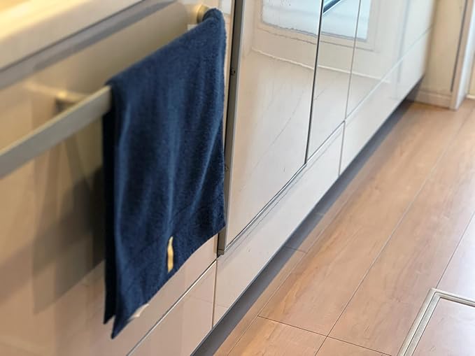 【Proof of Purity】 Hand Towel, 14 x 28 inch, 100% Organic Cotton, Double-Ply Yarn 30/2, Oeko-Tex Class 1, Loop-Dense, Made in Japan,Navy, Pack of 2