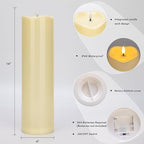 2pack 4"*14" Large Outdoors Flameless Candles Battery Operated with Remote & Timer, Waterproof Plastic LED Flickering Pillar Candles for Home Decoration, Weddings, Ivory