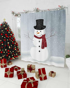 Vandarllin Custom Christmas Snowman Bathroom Shower Curtain,Waterproof Polyester Fabric -Blue Red White