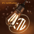 𝟒𝟖𝑭𝑻 LED Outdoor String Lights with 𝟮𝟰 Weatherproof Shatterproof Edison 𝑳𝑬𝑫 𝑩𝒖𝒍𝒃𝒔(2 𝑺𝒑𝒂𝒓𝒆)，Commercial Grade Waterproof Hanging Lights for Backyard Porch Balcony Party