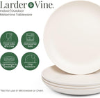 Larder & Vine 12-Piece Melamine Dinnerware Set: Durable, Lightweight, Break-Resistant Plates & Bowls – Stylish, Non-Toxic, Dishwasher Safe – Ideal for Everyday Use, Indoor & Outdoor Dining – Ivory
