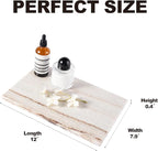 Natural Marble Cutting Boards for Kitchen - 12" x 8" Multi-Purpose Pastry Marble Tray Cheese Board Marble Slab for Counter, Bathroom Perfume Tray Jewelry Candle Plate (Crystal White Wooden)