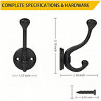 10 Pack Wall Hooks for Hanging, Heavy Duty Coat Hook Wall Mount, Easy to Install Metal Closet Hooks, Apply to Bathrooms, Bedrooms, Living Rooms, Entrances (Black)