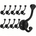 10 Pack Wall Hooks for Hanging, Heavy Duty Coat Hook Wall Mount, Easy to Install Metal Closet Hooks, Apply to Bathrooms, Bedrooms, Living Rooms, Entrances (Black)