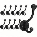 10 Pack Wall Hooks for Hanging, Heavy Duty Coat Hook Wall Mount, Easy to Install Metal Closet Hooks, Apply to Bathrooms, Bedrooms, Living Rooms, Entrances (Black)