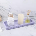 Resin Light Purple Bathroom Accessories Set 5 Pcs, Lotion Soap Dispenser, Toothbrush Holder, Bathroom Tumbler, Qtip Holder and Vanity Tray, Bathroom Countertop Organizer Set for Home Apartment