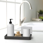 Gurygo Vanity Tray for Bathroom -10" Ceramic Soap Dispenser Tray for Kitchen - Rectangle Ceramic Tray - Bathroom Trays for Counter(Grey, Set/1)…