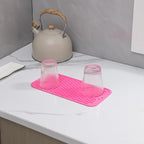 Silicone Dish Drying Mat for Multiple Usage,Easy clean,Eco-friendly,Heat-resistant Silicone Mat for Kitchen Counter or Sink,Refrigerator or Drawer Liner Rose S 12 inches x 6 inches