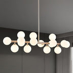 16-Light Globe Sputnik Chandelier, Mid Century Modern Light Fixture Over Table, Nickel Linear Chandeliers for Dining Room and Kitchen Island (Milk White Glass Bubble Shades, 40 Inch)