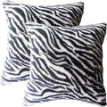 Black White Square Pillow Cover Soft Fluffy Fuzzy Faux Fur Zebra Stripe Throw Pillows Modern Decorative Accent Cushion Covers Pillowcase for Couch Sofa Living Room Bedroom, 18x18