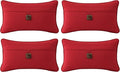 Outdoor Sunbrella Decorative Pillows with Coconut Button Pack of 4, 20" x 12" Outdoor Pillow Set for Couch Bed Throw Patio Sofa, Canvas Jockey Red