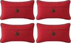 Outdoor Sunbrella Decorative Pillows with Coconut Button Pack of 4, 20" x 12" Outdoor Pillow Set for Couch Bed Throw Patio Sofa, Canvas Jockey Red