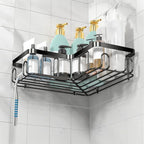 MOFOROCO 3-Pack Corner Shower Caddy Organizer Shelf, Organization with Soap Holder, Adhesive Shower Shelves Rustproof for Bathroom Shower Storage Basket Shower Accessories(Matte Black) (JLJ001)