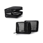 patu Portable Mini Zipper Mesh Bags, Size S, 5" x 4" x 2", 3 Pieces, Beauty Makeup Lipstick Cosmetic Accessories Organizer, Small Travel Kit Storage Pouch, Black