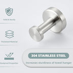 APLusee Brushed Nickel Towel Hook, 304 Stainless Steel Robe Hook for Bathroom, Heavy Duty Hand Towel Hanger Wall Mounted