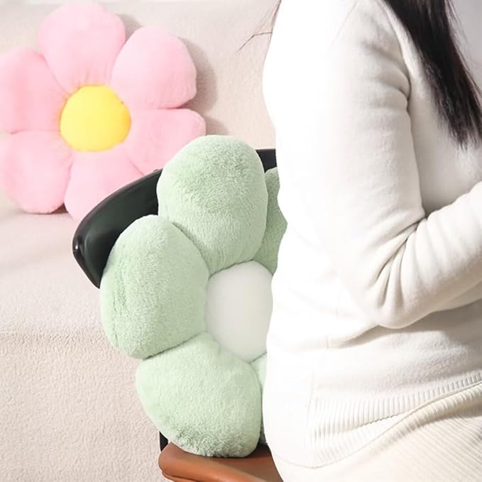17.7 Inch Sage Green Flower Pillow – Daisy Shaped Cute Decorative Throw Pillow, Soft Floral Seating Cushion Floor Pillows for Sofa, Bed, Chair & Room Decor