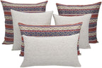 Kilim Throw Pillow Covers Red and Blue - 18 x 18 Inches Decorative Moroccan Pillows, Boho Room Decor for Couch, Bohemian Square Case for Farmhouse, Ethnic Shams, Aztec, Patio, Porch