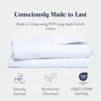 Brooklinen Super-Plush Turkish Cotton Hand Towels Set of 2 Cotton, 820 GSM, Highly Absorbent, Machine Washable, Perfect for Home & Bathroom (20"x30", White)