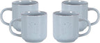 HomeVss, Nordic Shape Rising Rim Stoneware 20pc Dinnerware Set, Matte Light Blue with Speckled Finished Effect