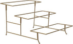 Gibson Home Gracious Dining Dinnerware, 3-Tier Rectangle Plate Serving Set with Gold Metal Stand, White