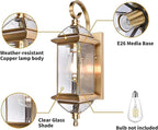 Milaii Copper Exterior Wall Light 20" H Outdoor Light Fixture Waterproof Wall Sconce Oil Rubbed Brass Porch Light with Clear Glass Lantern Wall Mount Lights for House Garage Patio Aisle