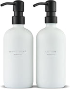 MaisoNovo Soap Dispenser 2-Piece Set | 16.9oz Clear Bottles with Black Stainless Steel Pumps
