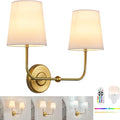 TERLEENART Battery Operated Double Wall Sconce, Cordless Rechargeable Battery Powered 2-Lights Fabric Sconces with Remote Control,Dimmable Sconce Wall Decor Lights for Vanity,Bedroom, Living Room