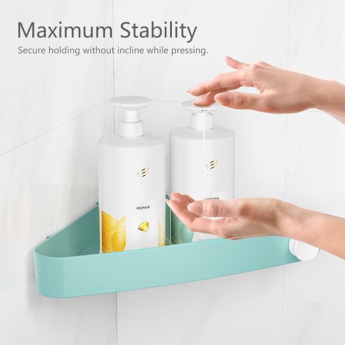 Sotfamily Shower Caddy Corner, 4 Pack Adhesive Corner Shower Shelves for Bathroom Organizers and Storage, Rust Free Plastic Rack for Bathroom Accessories & Decor, Turquoise