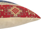 Decorative Throw Pillow Covers Kilim Red and Blue - 20 x 20 Inches Large Outdoor Pillows, Middle Eastern Room Decor for Couch, for Window Seat, Aztec, Turkish
