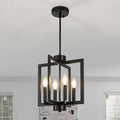 4-Light Black Farmhosue Chandelier For Entryway, Dining Room Chandelier Over Table, Modern Pendant Light Kitchen Island, Industrial Candle Lantern Light Fixture Kitchen, Bedroom, Stairway, Foyer