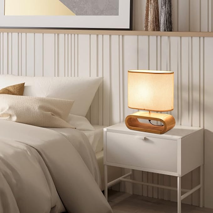 Eapmic Table Lamp,Bedside End Table Lamp Traditional Nightstand Desk Lamp Geometric Lamp with Shade for Living Bedroom Office (Modern,Style 1)