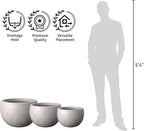 Kante 19.9" Dia Round Concrete Planter, Outdoor/Indoor Large Bowl Plant Pots with Drainage Hole and Rubber Plug for Garden Patio Balcony Home, Light Gray
