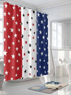 4th of July Shower Curtain, Patriotic Stars Stripes Shower Curtains Set with Hooks, Red White and Blue Independence Day Waterproof Fabric Bathroom Curtains Decor Accessories, Stall Long 36 X 78 Inch