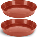 14 Inch (12 Inch Base) Case of 2 Plant Saucer - Terra Cotta Colored Polypropylene - Heavy Duty Indoor/Outdoor Tray and Drip Pan - Collects Flower Pot Excess Water Made in USA