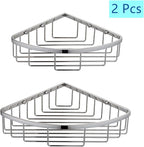[2 Pack] Corner Shower Caddy Organizer, SUS304 Stainless Steel Heavy Duty Rust-Proof Shelf Holder, Wall Mounted Storage Rack for Bathroom Kitchen, Polished Chrome