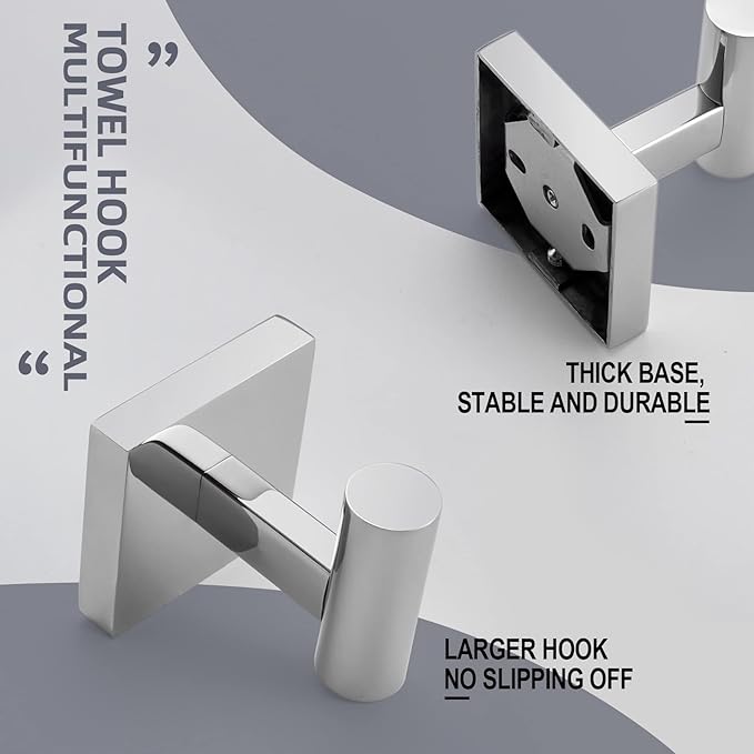 KOKOSIRI Robe Hook Bathroom Towel Coat Hooks for Bath Kitchen Wall 3 Pack Chrome Stainless Steel B1013CH-P3