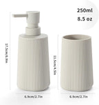 Bathroom Accessories 2 Piece Soap Dispenser and Toothbrush Holder Set Striped Beige