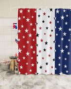 4th of July Shower Curtain, Patriotic Stars Stripes Shower Curtains Set with Hooks, Red White and Blue Independence Day Waterproof Fabric Bathroom Curtains Decor Home Accessories,72 X 72 Inch Long