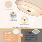 XiNBEi Lighting 3 Light Semi Flush Mount Light, Close to Ceiling Light Fixture with Fabric Shade Retro Gold Brass 16 inch Semi Flush Drum Light for Bedroom & Living Room XB-SF1289-GB