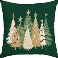 RABUSOFA Christmas Tree Pillow Covers 18x18 Inch,Watercolor Xmas Winter Decor Gold Stars Cushion Case Decoration for Home Sofa Couch Holiday (Green, 18" x 18" (Pack of 1))