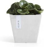 Ecopots Rotterdam Durable Modern Square Indoor/Outdoor Recycled-Based Composite Flower Planter, Pure White, 8"