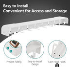 Coat Rack Wall Mount with Hidden Hooks Entryway Hanging Shelf Modern Wood Coat Hanger for Bedroom Kitchen Hallway Bathroom (White,32.7 Inch Long)