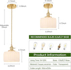 Battery Operated Pendant Light 5000mAh Rechargeable Chandelier with Remote Control Wireless Adjustable Hanging White Striped Light for Kitchen Island Dining Room Hallway, 2 Pack