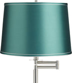 360 Lighting Druckman Modern 60 1/2" Tall Standing Floor Lamp Skinny Adjustable Swing Arm Pole Silver Metal Brushed Nickel Finish Living Room Bedroom House Reading Office Teal Blue Drum Shade